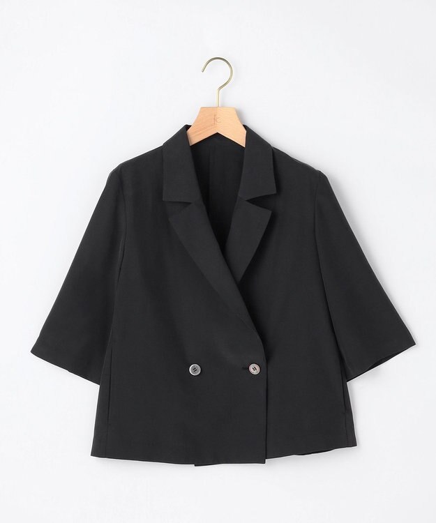 組曲 【先行予約】スムースクロス 6分袖ジャケット ブラック系