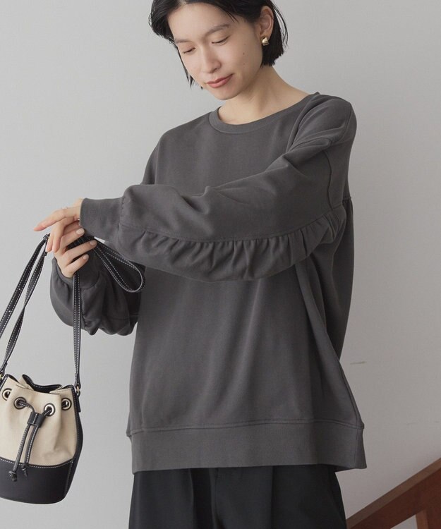 AMERICAN HOLIC バックギャザー裏毛プルオーバー Charcoal Gray