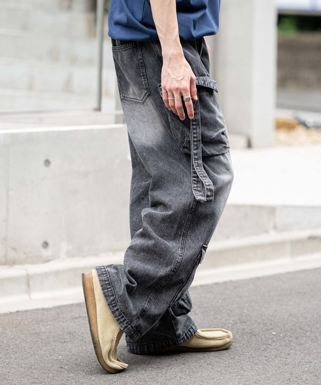 WEGO イージーマルチポケットデニムカーゴ デニムブラックソノタ