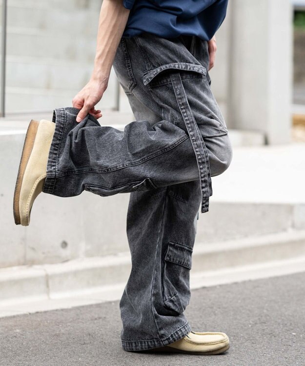 WEGO イージーマルチポケットデニムカーゴ デニムブラックソノタ