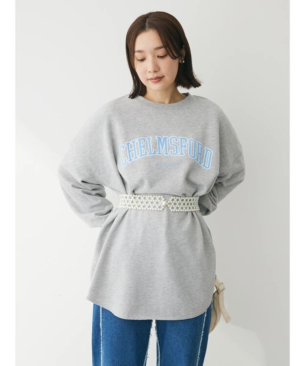 Green Parks ロゴ裏毛チュニック Gray Mixture