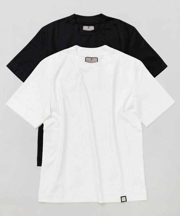 GOTAIRIKU 仕事で着られる綿100%【クルー以上モック未満】カバーネック DRESS Tシャツ(26年モデル) ブラック系