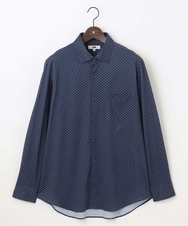 JOSEPH ABBOUD 【キングサイズ・綿100％・ストレッチ・イージーケア】コンフォートジャージー プリント シャツ ネイビー系5