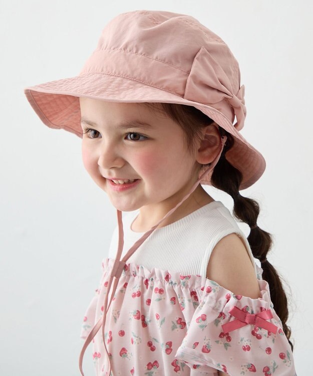 ANY KIDS 【UVカット/撥水/日よけ付き】バケットハット ピンク
