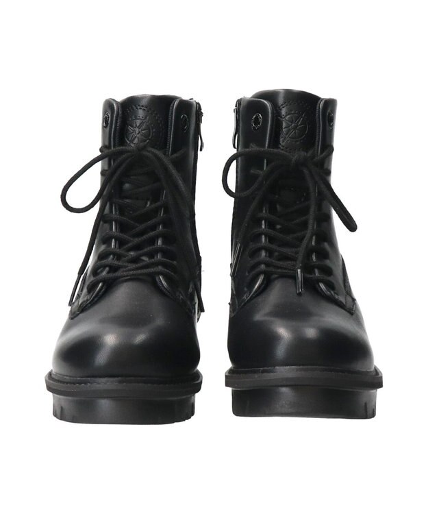 INTER-CHAUSSURES 【BUSSOLA】撥水厚底レースアップショートブーツ ブラック