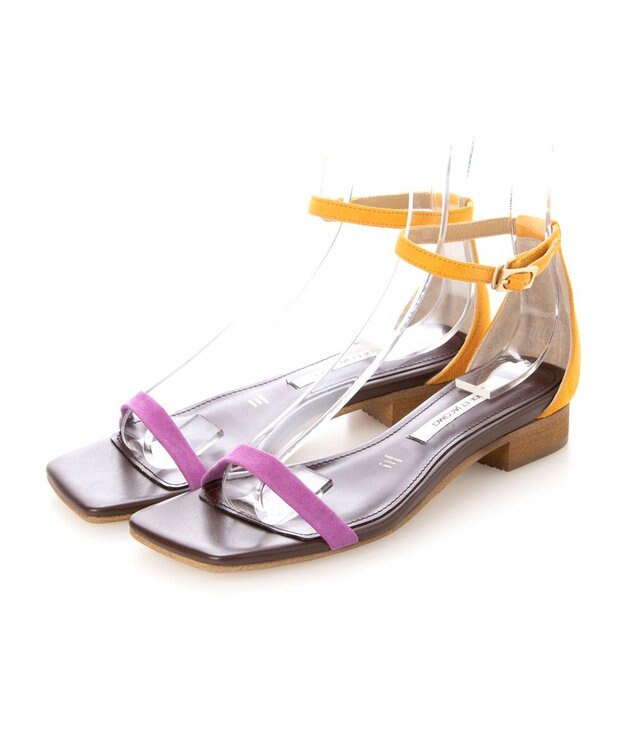 MODE ET JACOMO <MODE ET JACOMO>スリムストラップフラットサンダル ピンクスエード