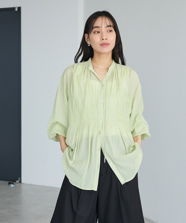 CRAFT STANDARD BOUTIQUE ウ゛ィンテージボイルロングスリーブブラウス Lime Green