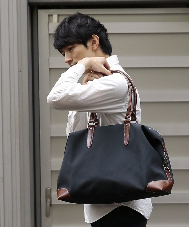 UNBILLION Otias 1683デニール×白化合皮ボストンM ネイビー