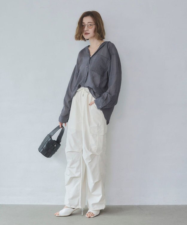 WEGO 【ウエストゴム】イージーパラシュートカーゴパンツ オフホワイト