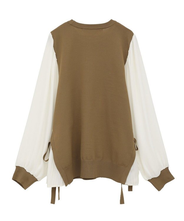 YECCA VECCA サイドプリーツ異素材MIXプルオーバー Camel