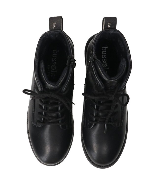 INTER-CHAUSSURES 【BUSSOLA】撥水厚底レースアップショートブーツ ブラック