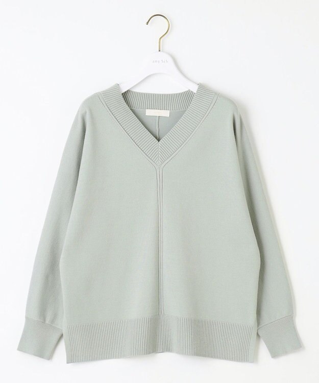 ANY SIS 【洗える】Ｖネックセンターポイント ニット ミント