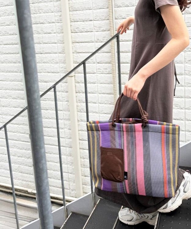 ROOTOTE 1165【手洗い可能】SC.ミディアム.ウエッファ.ストライプ-A 02：パープル