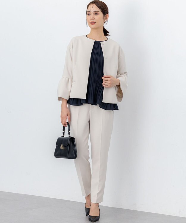 組曲 S 【WEB限定】ジョーゼットシフォンプリーツ ブラウス ネイビー系