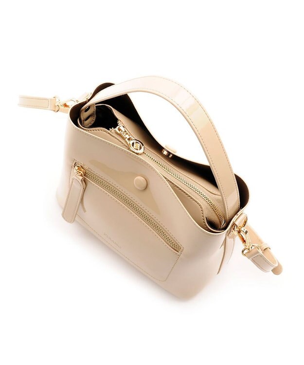MioFIRANO スクエアエナメルハンドバッグ 2WAY　FIRANO フィラノ BEIGE