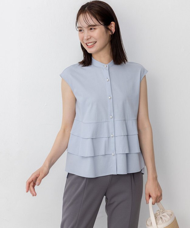 組曲 【WEB限定】プレーティング天竺ティアード カットソー サックスブルー系