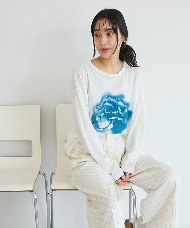 CRAFT STANDARD BOUTIQUE フラワープリントシアーロンTee Blue