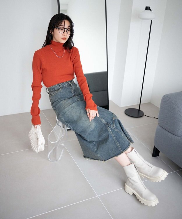 WEGO フロントZIPショートブーツ オフホワイト