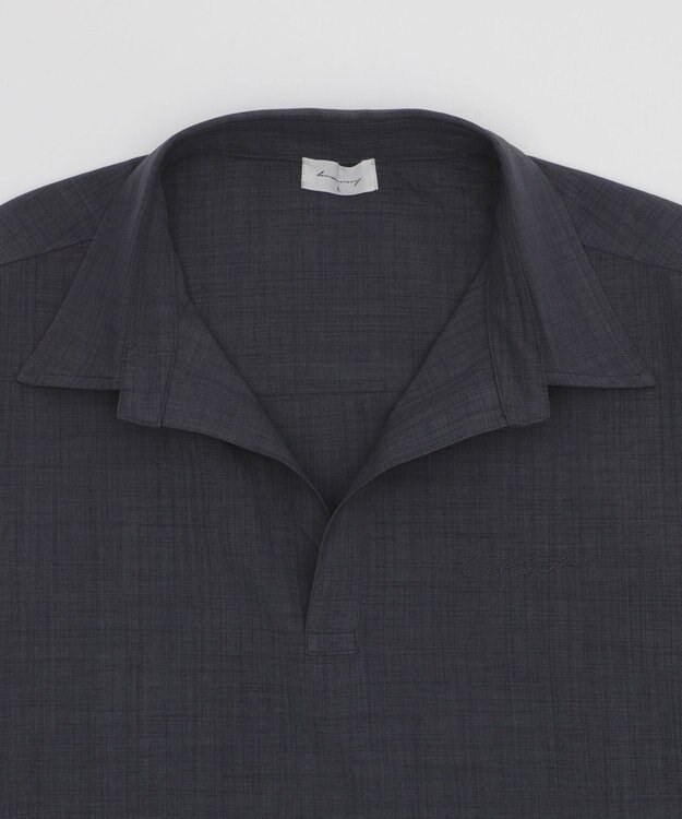 WEGO リネンライクスキッパーシャツ（SS） ブラック中濃色