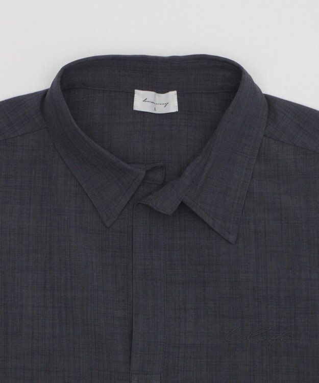 WEGO リネンライクスキッパーシャツ（SS） ブラック中濃色