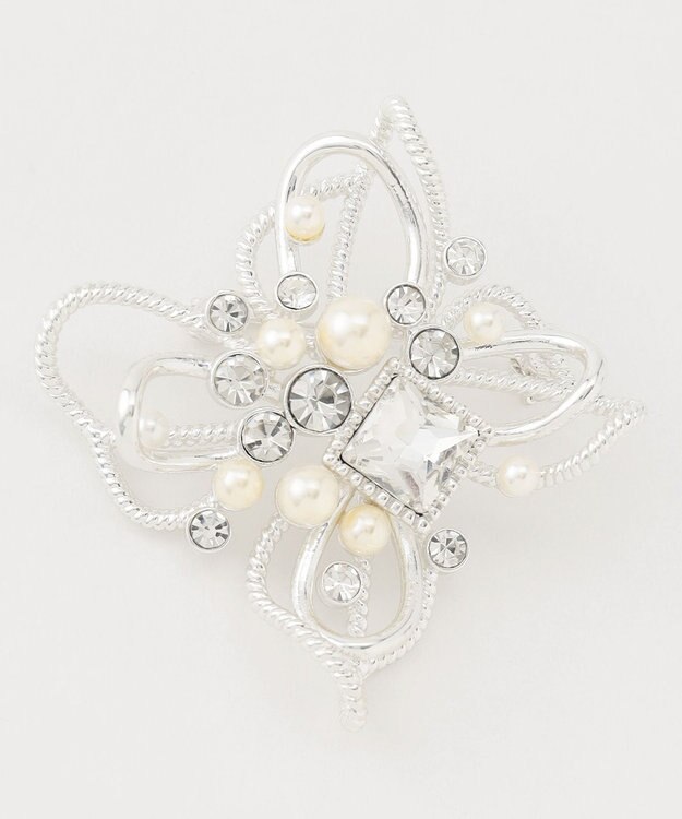 ANY SIS フルールビジュー調 ブローチ シルバー