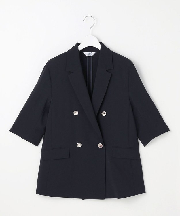 J.PRESS LADIES L BREEZ COOL トロ ハーフスリーブ ダブル ジャケット ネイビー系
