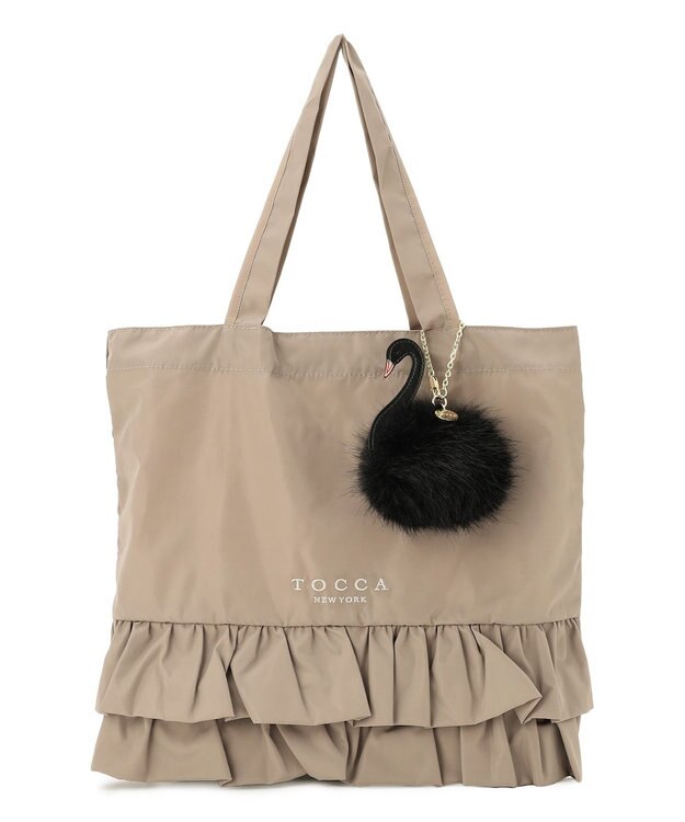 TOCCA SOGNO FUR CHARM TOTE トートバッグ【WEB＆一部店舗限定・A4サイズ対応】 ベージュ系