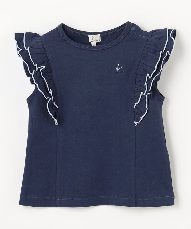 組曲 KIDS 【80-100㎝】 フルールフリルTシャツ ネイビー