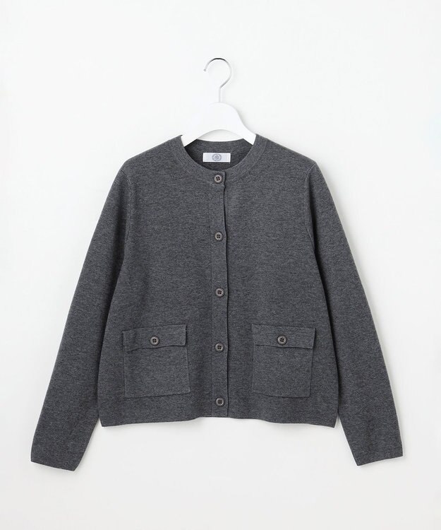 J.PRESS LADIES WORETED WOOL BLEND カーディガン グレー系