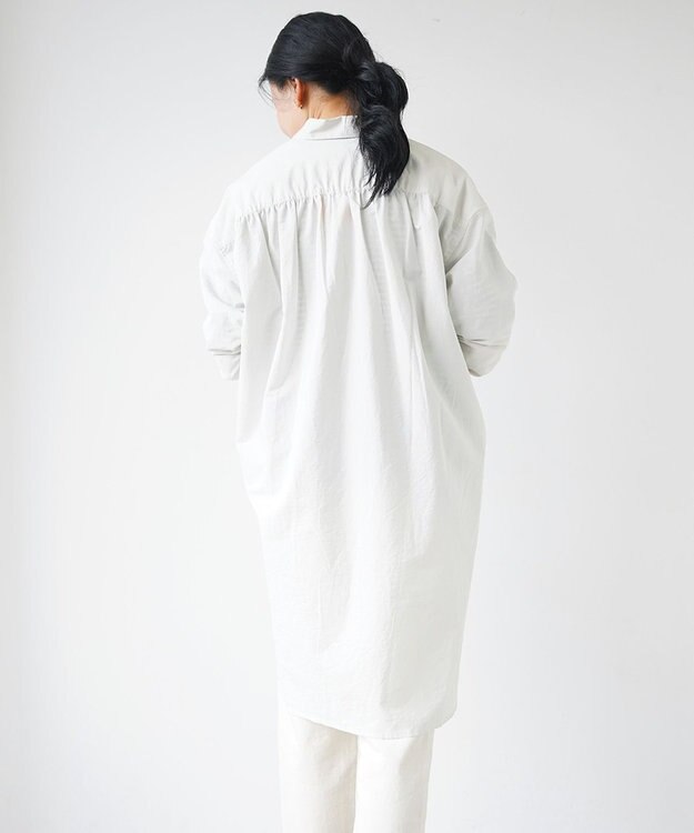 WHITE MAILS 【UNISEX】COTTON PAPER WASHED ポプリンロングシャツ オフホワイト