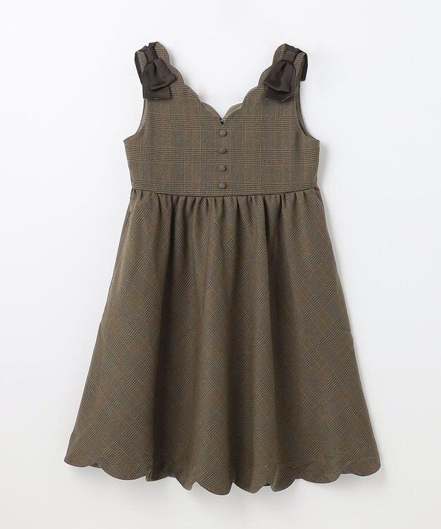 ANY KIDS チェックジャンパースカート ベージュチェック