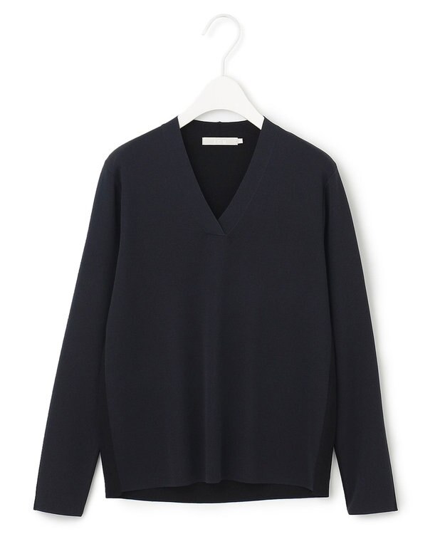 ICB 【洗える】 シンセティックフルニードル Vネックプルオーバー ネイビー×ブラック系