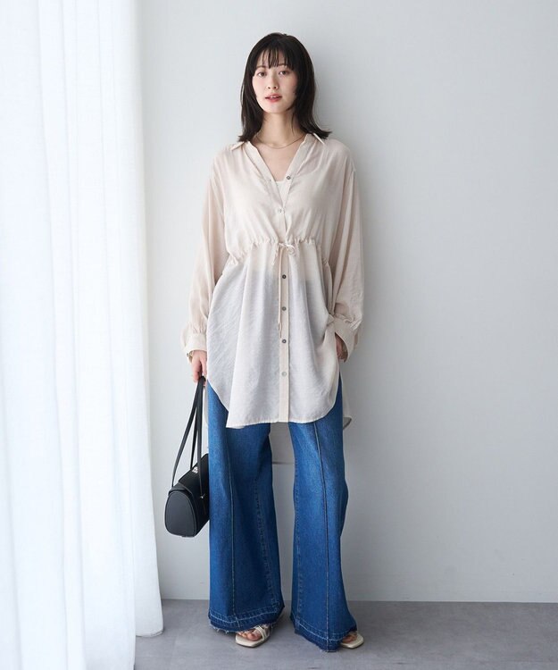 YECCA VECCA シアー2way袖バルーンチュニック Light Beige