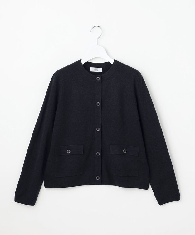 J.PRESS LADIES WORETED WOOL BLEND カーディガン ネイビー系