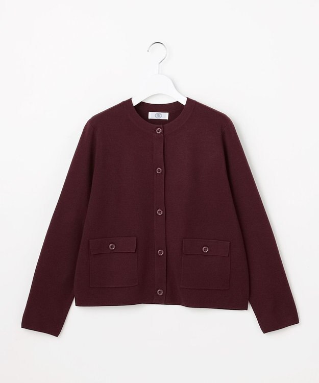 J.PRESS LADIES L WORETED WOOL BLEND カーディガン バーガンディ系