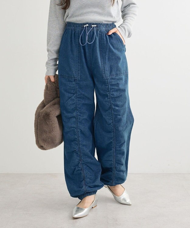 Green Parks ・ＳＵＧＡＲ　ＳＰＯＯＮ　デニムギャザーパンツ Indigo