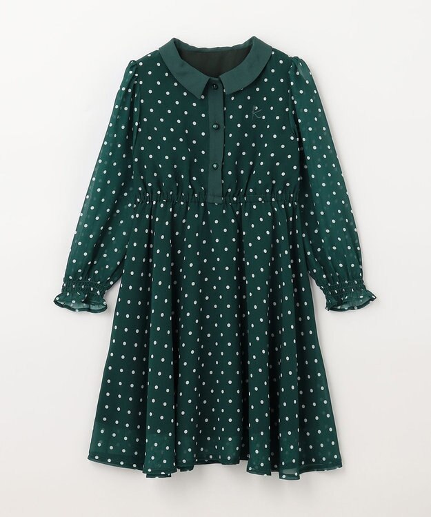 組曲 KIDS 【150-160cm】パリジェンヌドット ワンピース グリーン系5