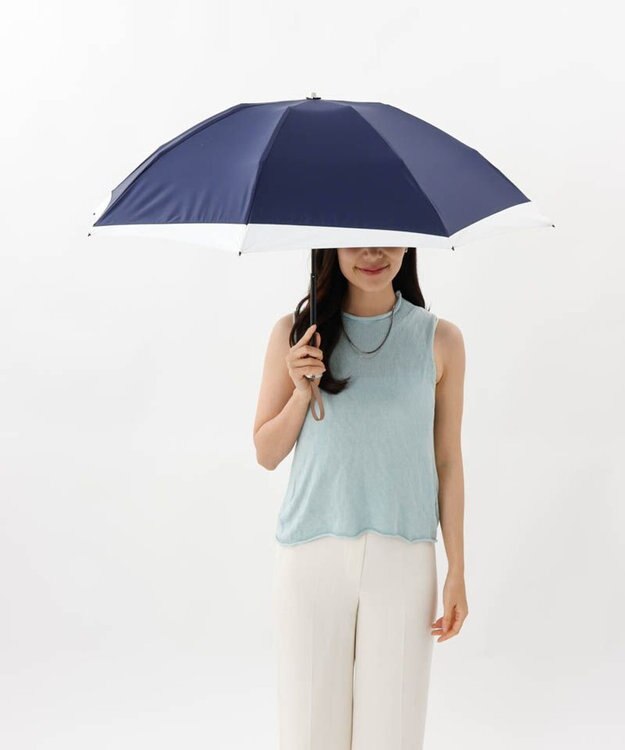 AURORA 【 BLAO（ブラオ）】サマーシールド 変形切継ぎ晴雨兼用傘(折りたたみ傘) ネイビー