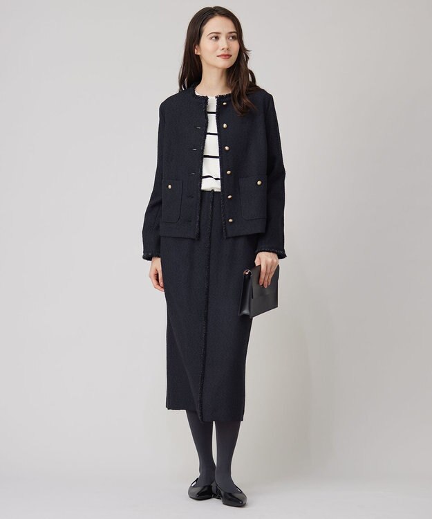 自由区 L 【WEB限定カラーあり】レーヨンストレッチ ニットT [WEB限定]オフ×ブラック(ボーダー)