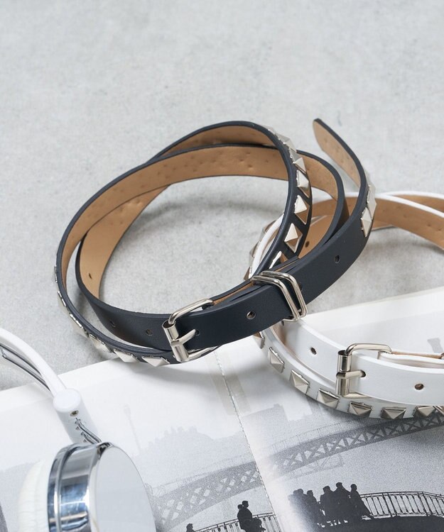 WEGO Lスクエアスタッズ細ベルト ブラック