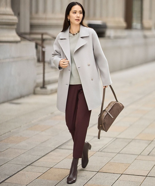 自由区 S ウールリバーダブルブレストコート ライトグレージュ