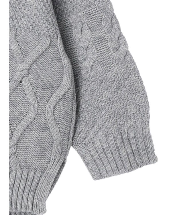 AMERICAN HOLIC パッチワークケーブルニットプルオーバー Light Gray Mixture