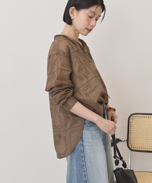 AMERICAN HOLIC スキッパーレースブラウス Mocha