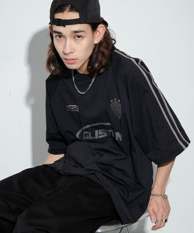 WEGO 【ユニセックス着用ITEM/MLサイズ展開】ゲームロゴスリーブラインT ブラック