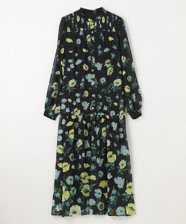 GRACE CONTINENTAL グラデフラワープリントワンピース ブラック