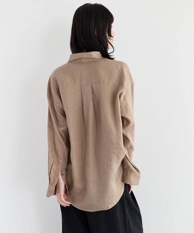 YECCA VECCA 3wayフレンチリネンシャツ Dark Beige