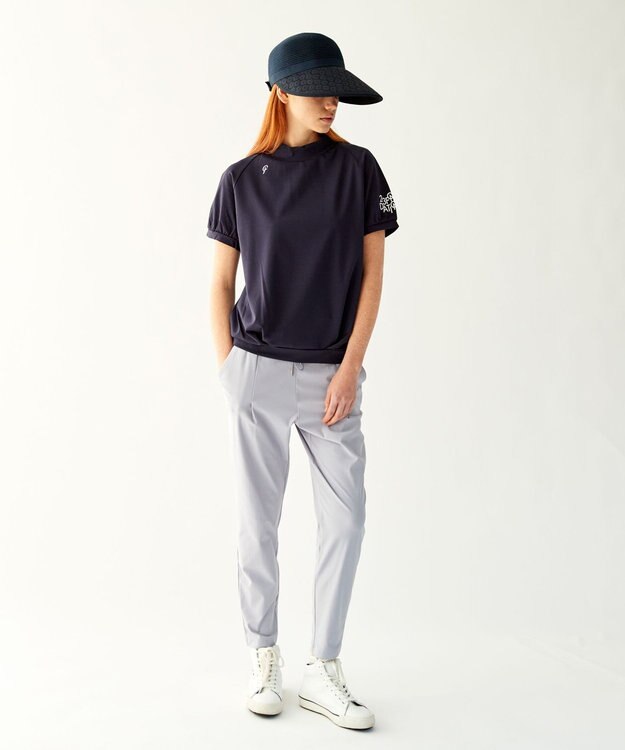 23区GOLF 【23Fondation】半袖 モックネックシャツ ネイビー系