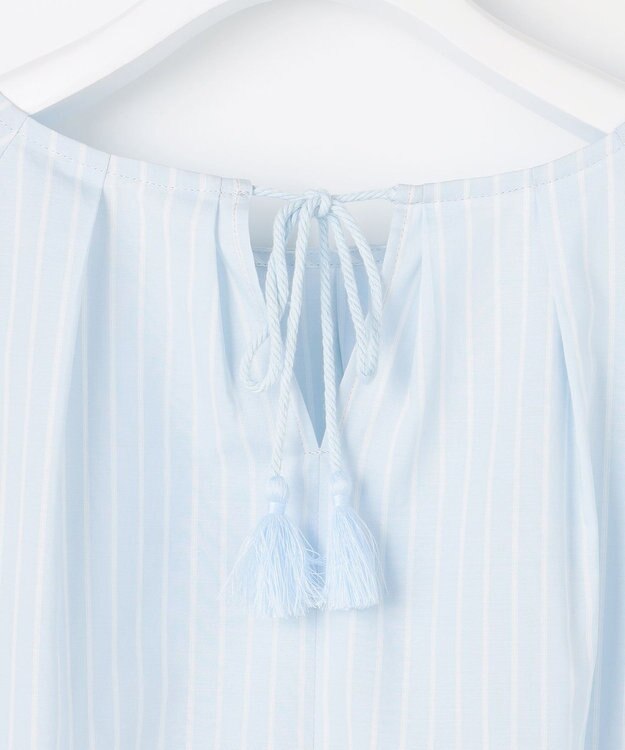 自由区 S エンブロイダリーブロードパフスリーブ ブラウス サックス×オフ