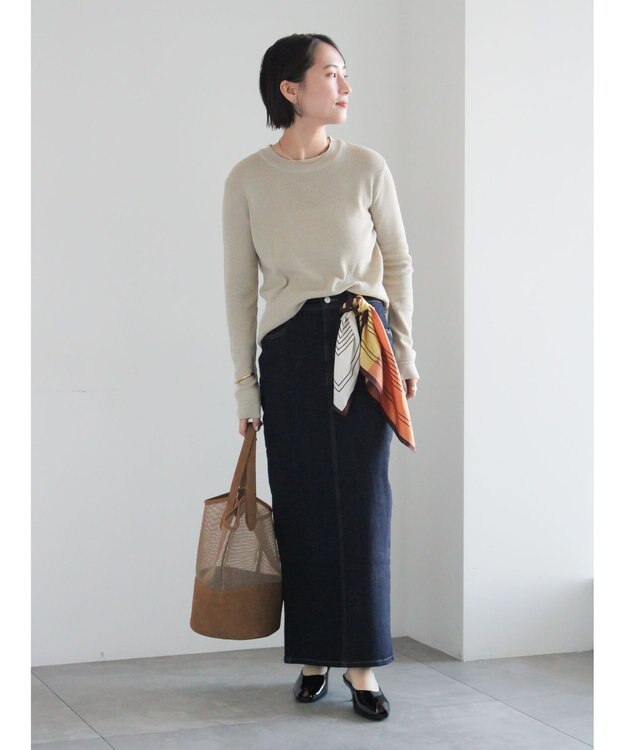 Te chichi デニムトラペーズスカート ネイビー