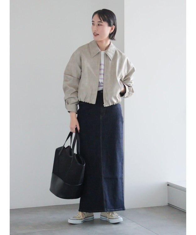 Te chichi デニムトラペーズスカート ネイビー